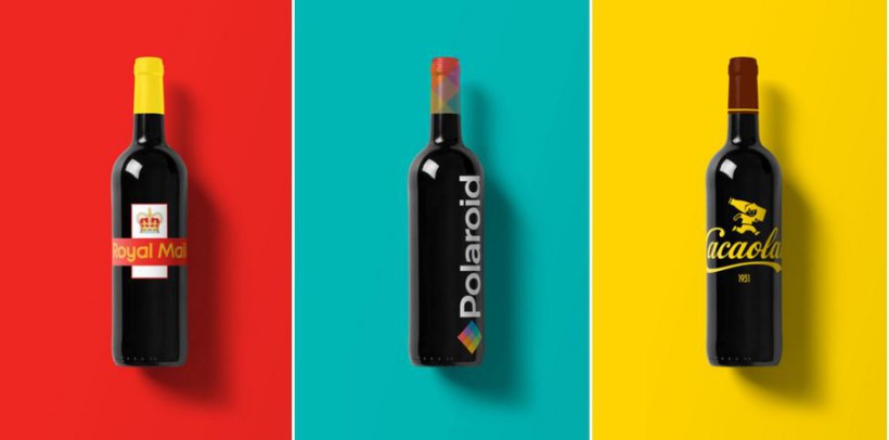 Design : Les logos de marques connues s’invitent sur des bouteilles de vin