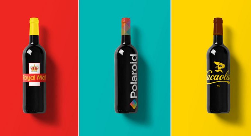 Design : Les logos de marques connues s’invitent sur des bouteilles de vin