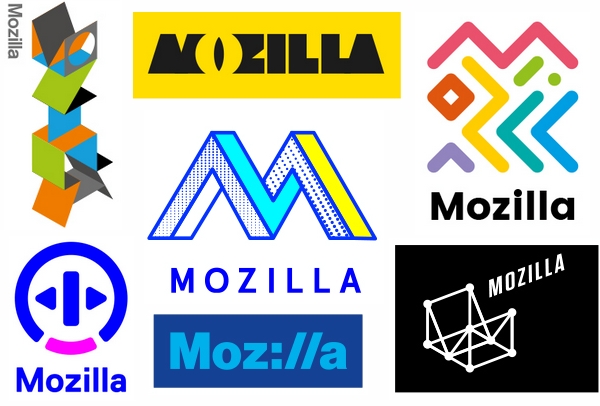 Sept possibilités de logo pour Mozilla